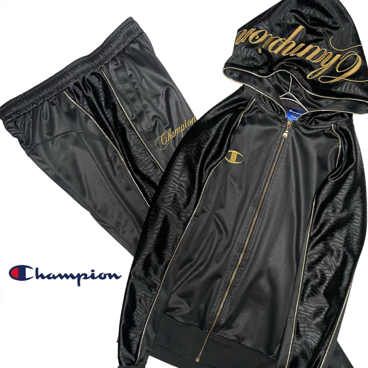 Champion チャンピオン 魔裟斗モデル ジャージ セットアップ 黒金 XL