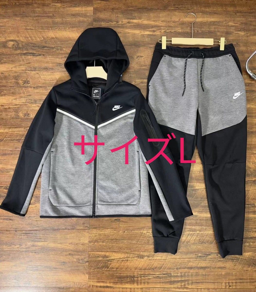 新品 NIKE テックフリース 上下 セットアップ ブラック グレー サイズL