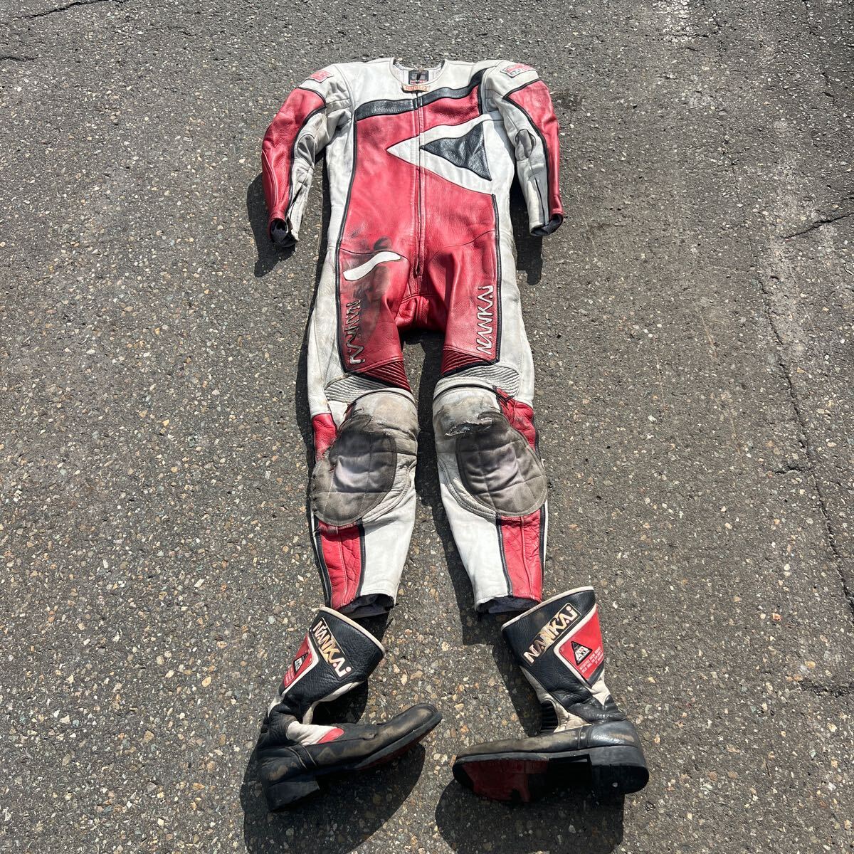 Yahoo!オークション - z レーシングスーツ NANKAI 革ツナギ & ブーツ