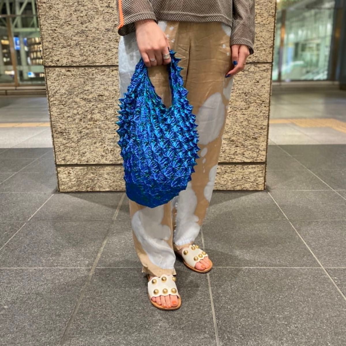 BUNZABURO 文三郎 トゲトゲバッグ エコバッグ ブルー グリーン