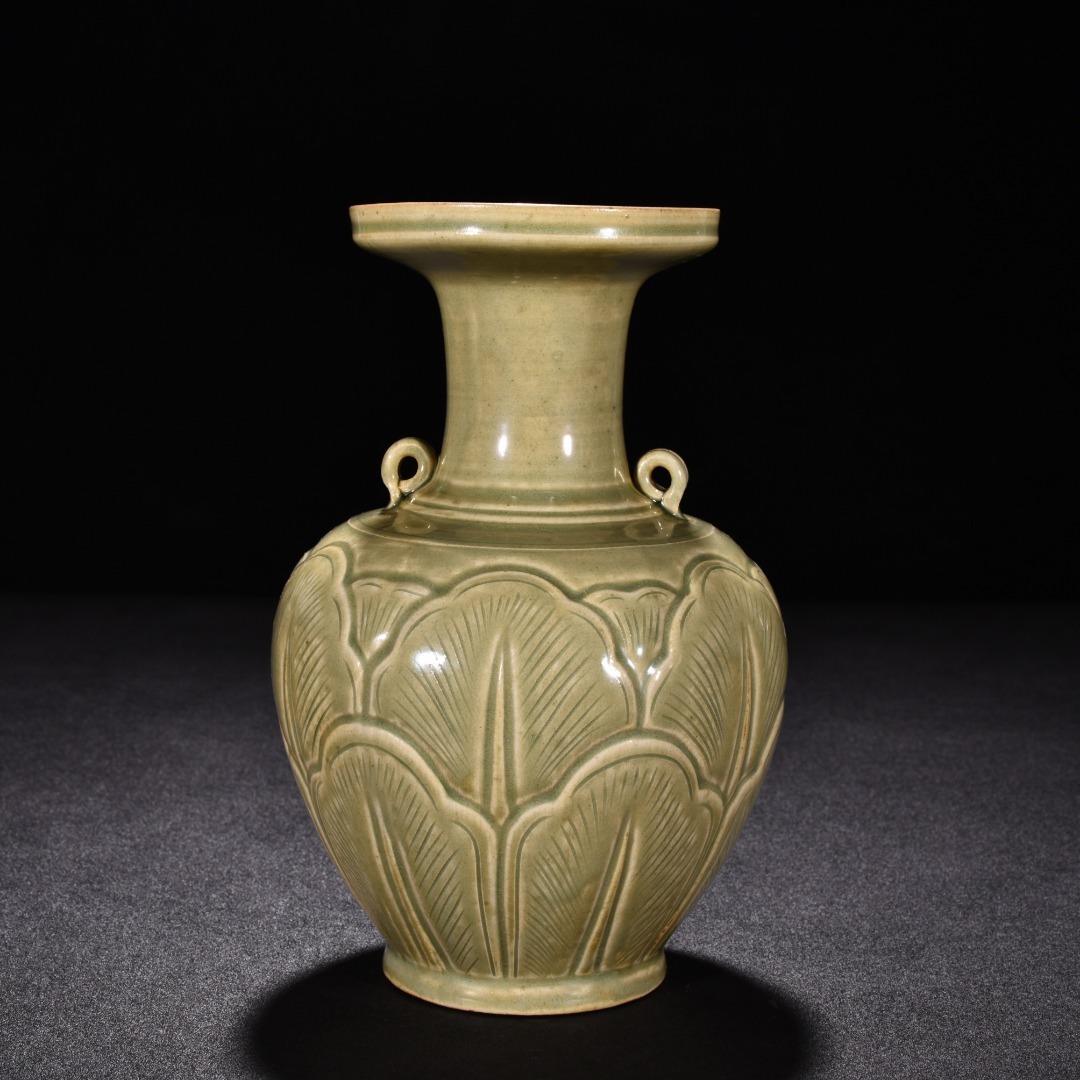 中国古玩 青磁花瓶 在銘 唐木 紫檀台座付 唐物 箱付 AF2001 南