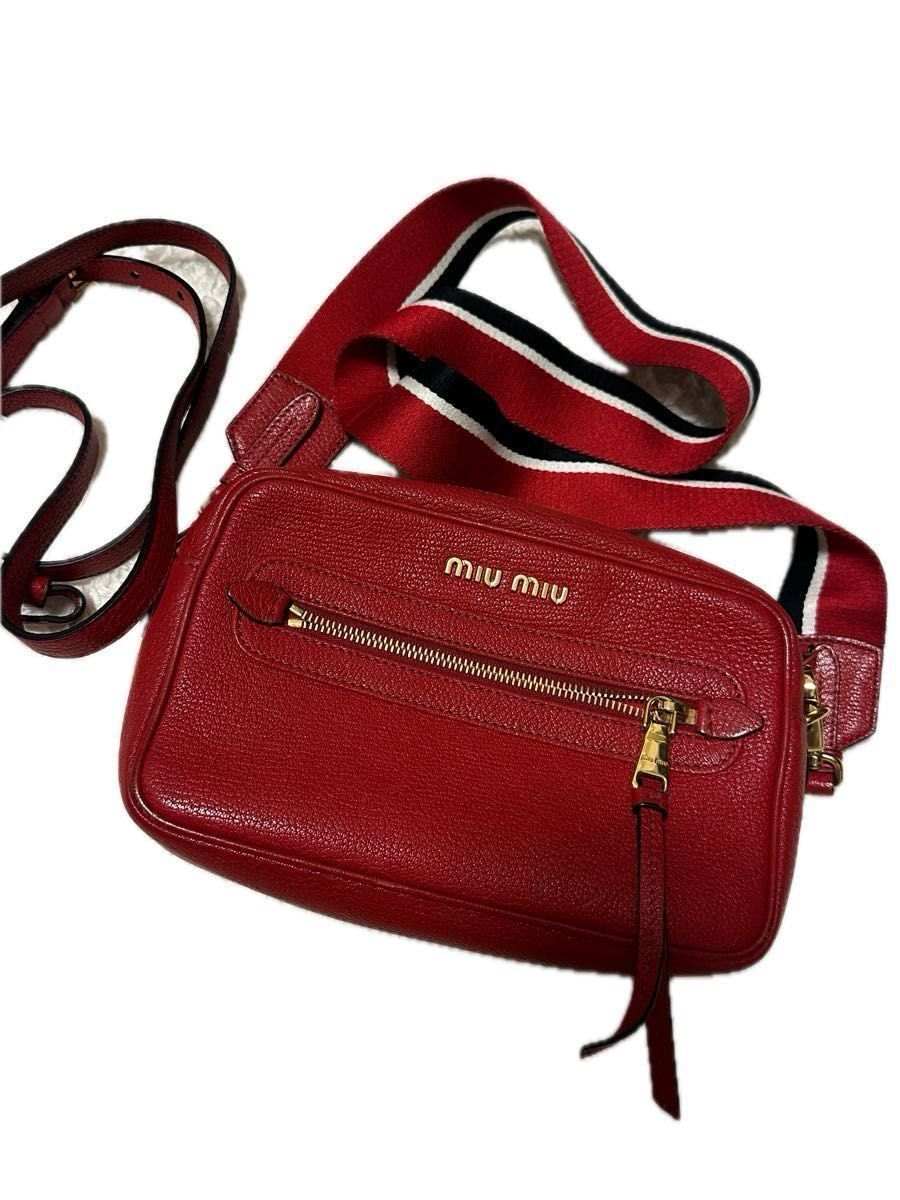 miu miu ミュウミュウMADRAS マドラス ショルダーバッグ レザー 本革