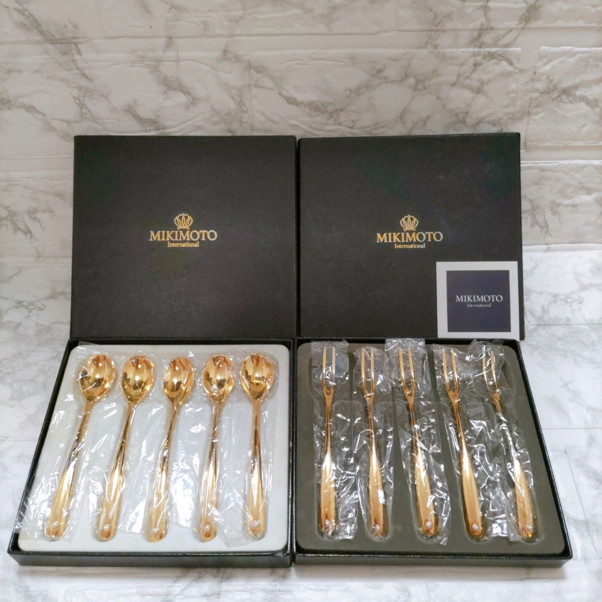 未使用 ミキモト 24金仕上げ パール付 スプーン フォーク セット
