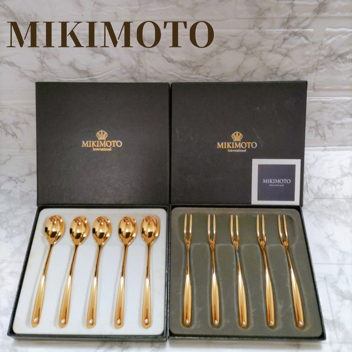 未使用 ミキモト 24金仕上げ パール付 スプーン フォーク セット