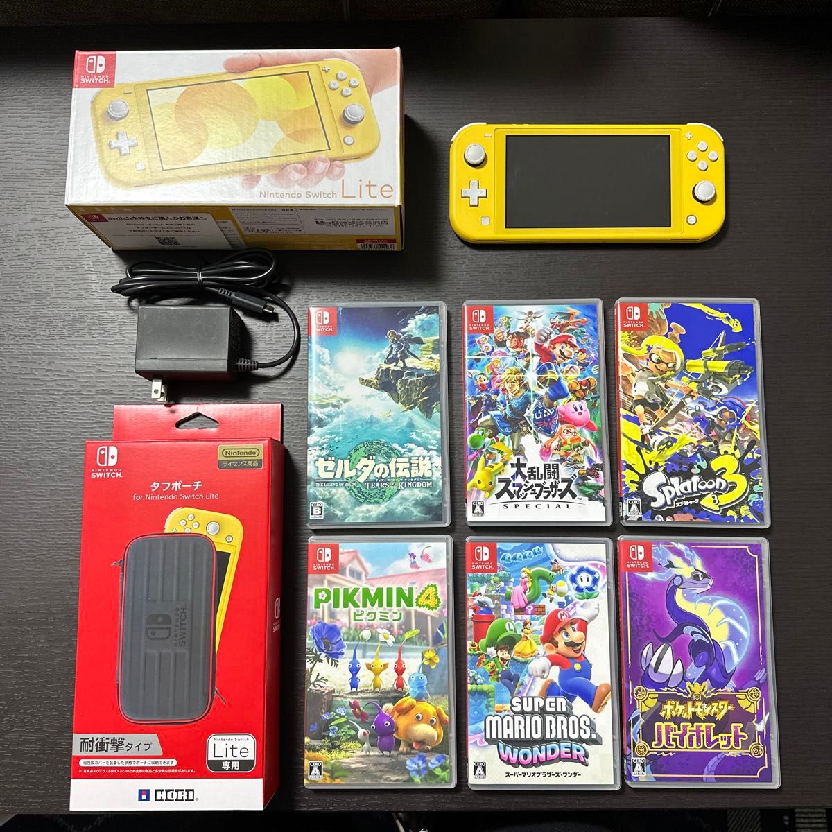 美品】【セット】Nintendo Switch Lite イエロー・ソフト6本・ポーチ