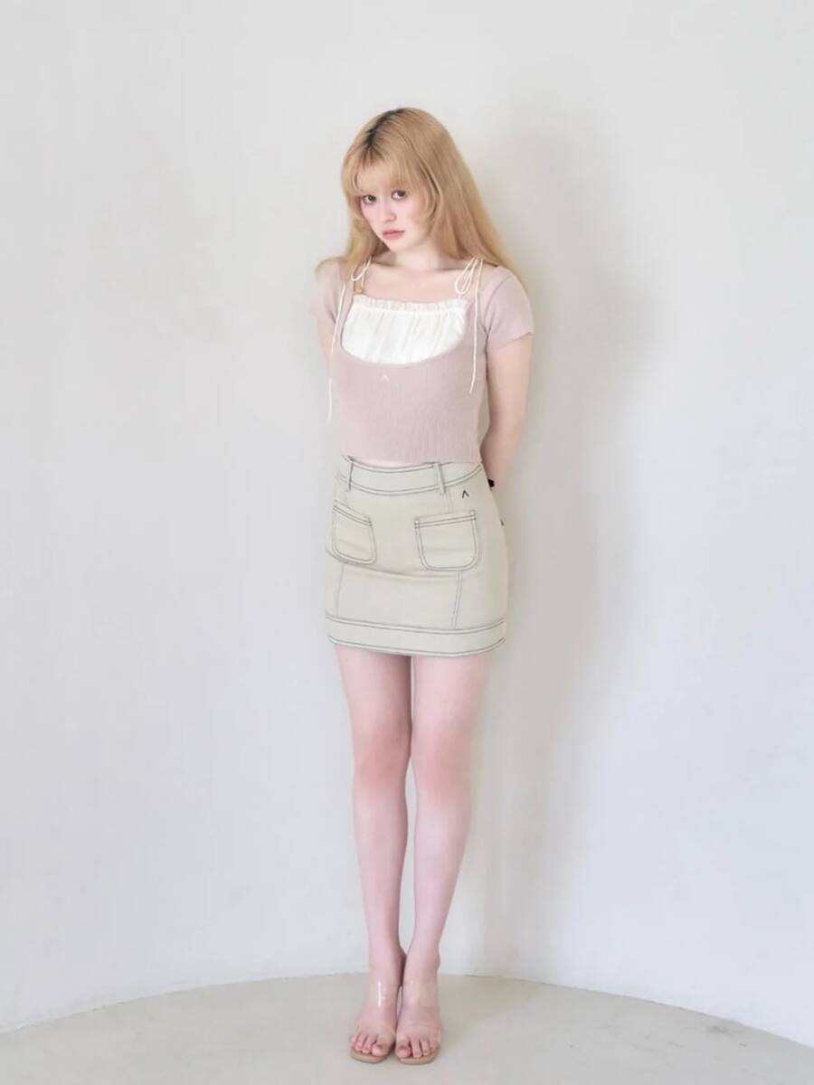 新品未使用】ANDMARY Mew frill tops Beige アンドマリー フリル