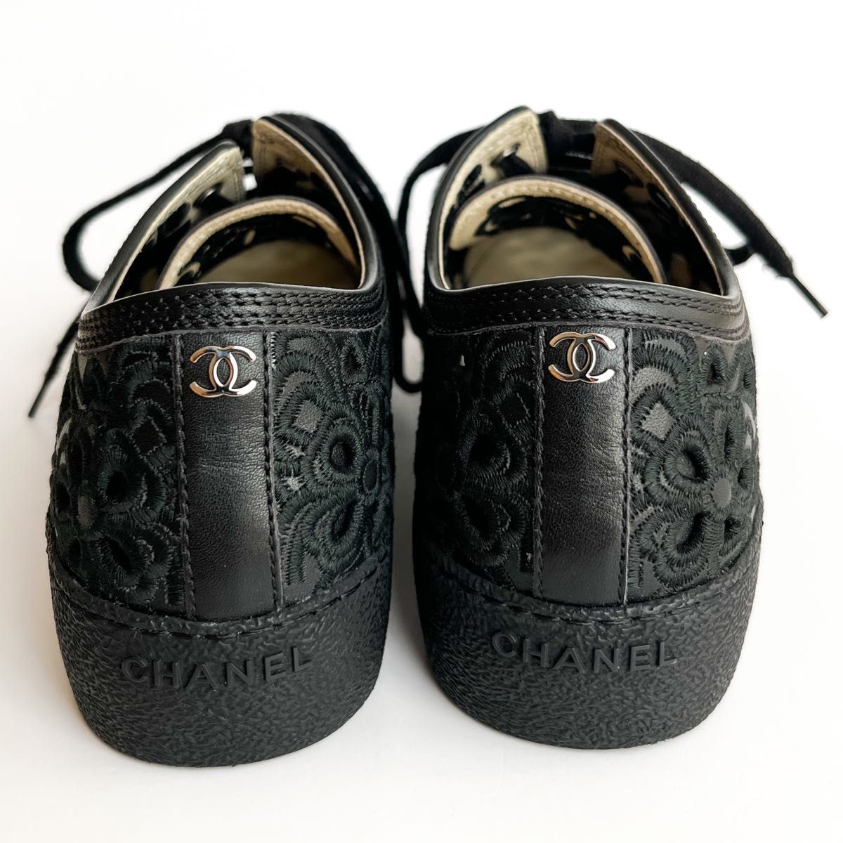 極美品 レア CHANEL シャネル カメリア 花柄 レース スニーカー