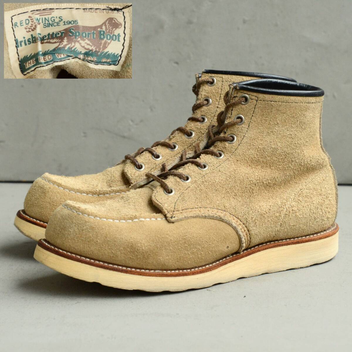 90s 四角犬タグ 毛足長 】【size9E】【状態良好】レッドウィング 8173