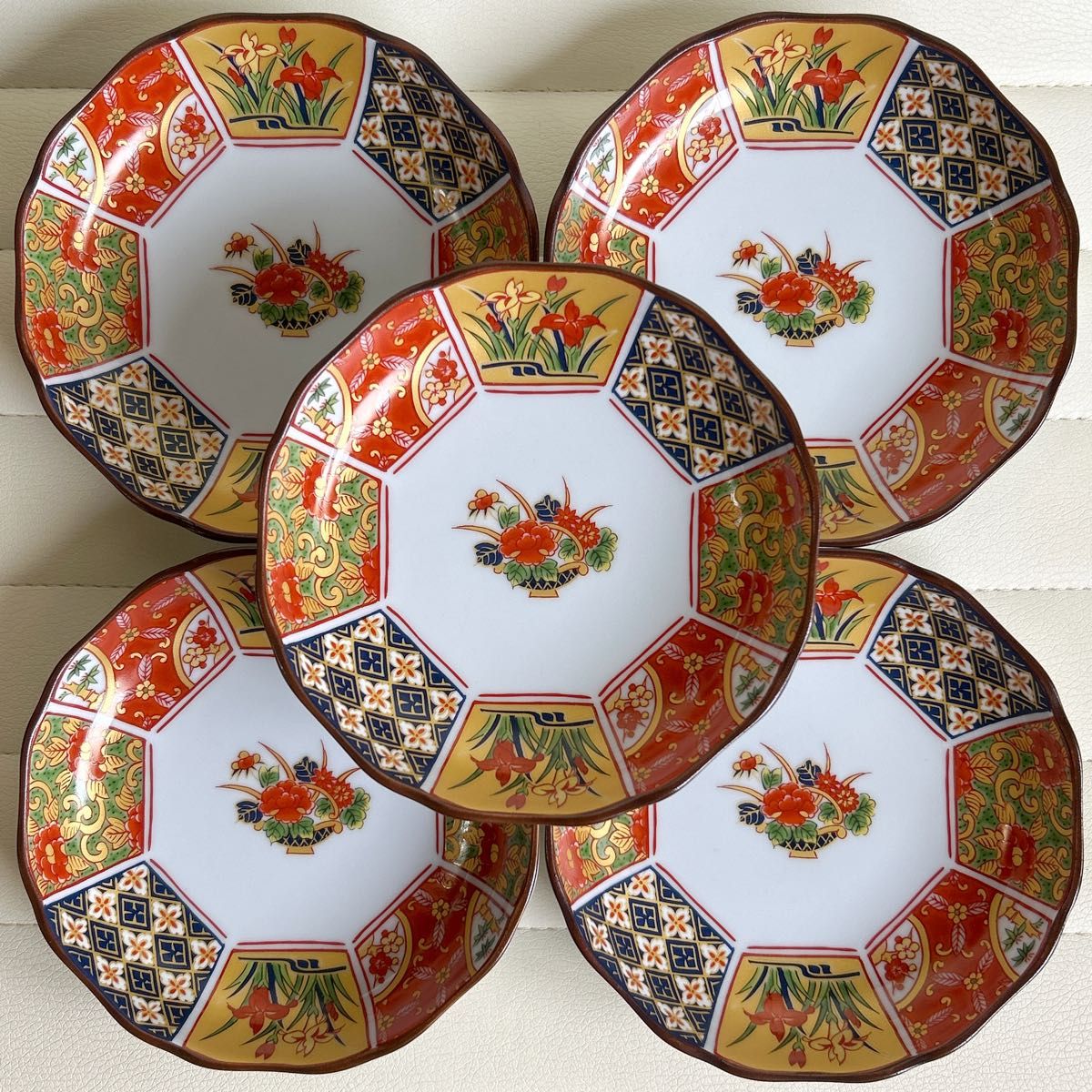 有田焼 仁祥窯 金彩古伊万里 銘々皿揃 5枚セット 中皿 取り皿 小皿