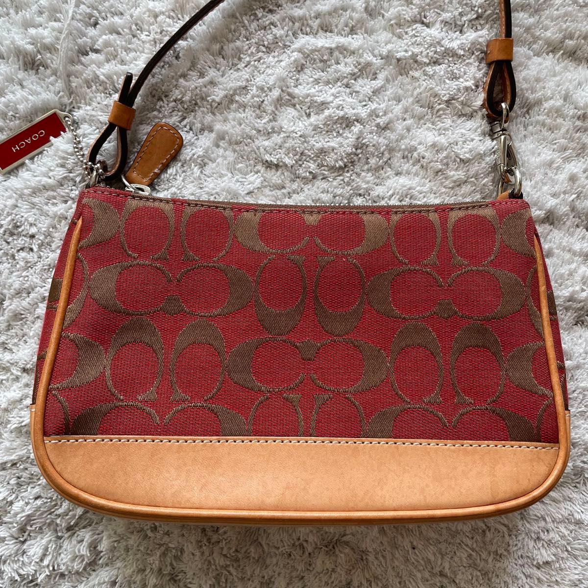 COACH コーチ シグネチャー レザー キャンバス ハンドバッグ