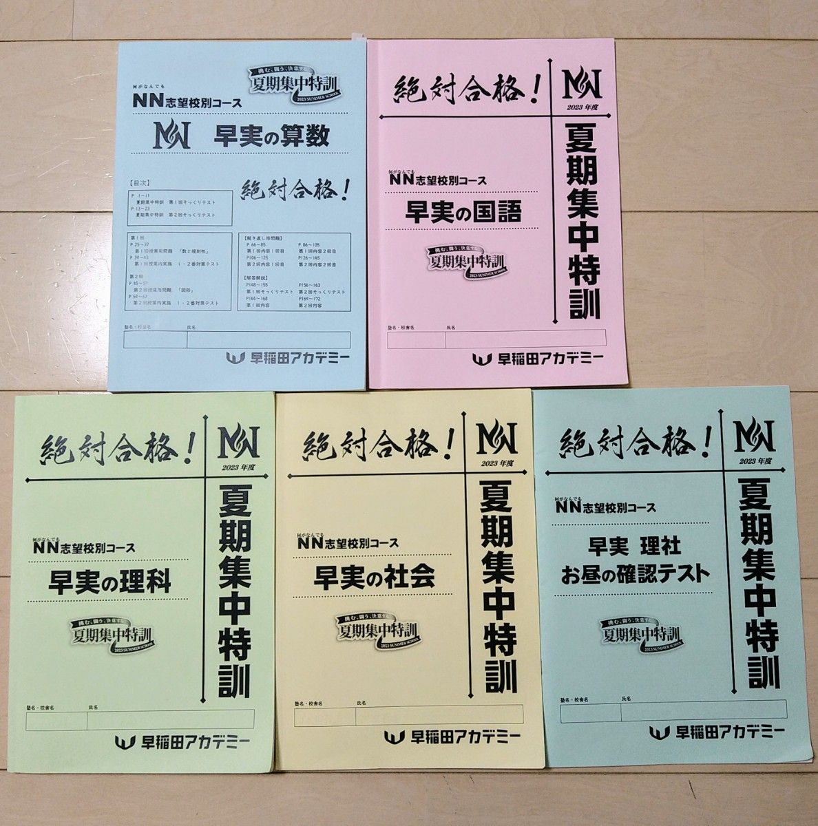 早稲田アカデミー NN志望校別[夏期集中特訓]早実クラス 2024年受験用