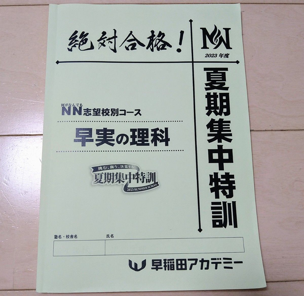 早稲田アカデミー NN志望校別[夏期集中特訓]早実クラス 2024年受験用