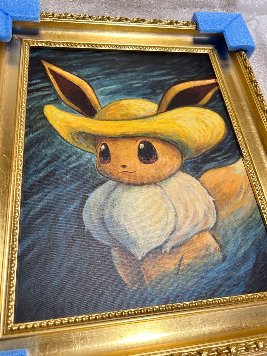 希少高騰中】証明書付き ポケモン ゴッホイーブイ キャンバスアート 金