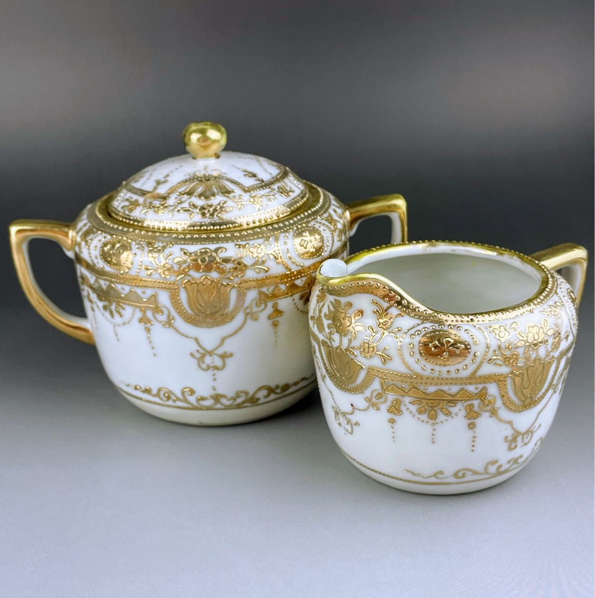 オールドノリタケ◇シュガーポット◇金彩 薔薇 オールドノリタケ 薔薇