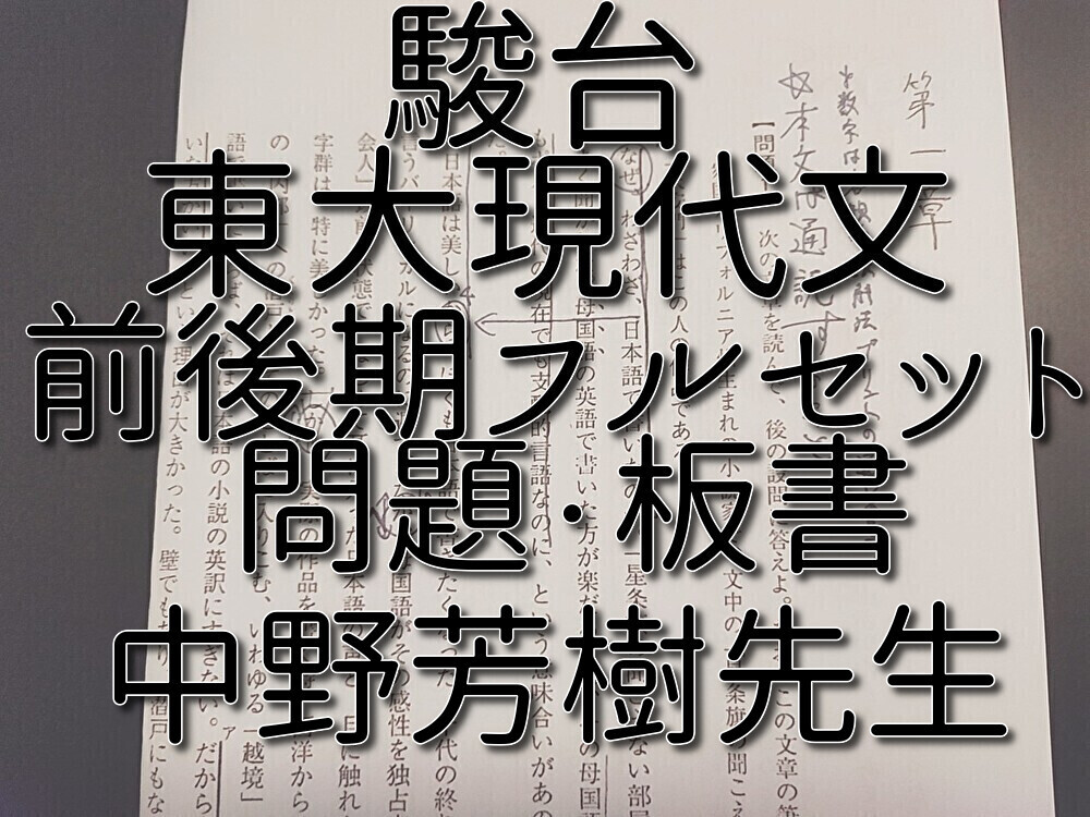 駿台 中野芳樹先生 20年通期 東大現代文 問題・板書 フルセット 最上位