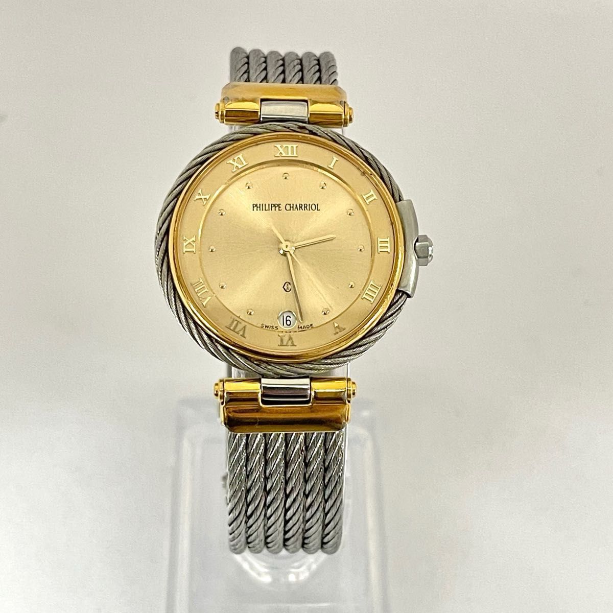 稼働 良品 PHILIPPE CHARRIOL メンズ腕時計 バングル ゴールド
