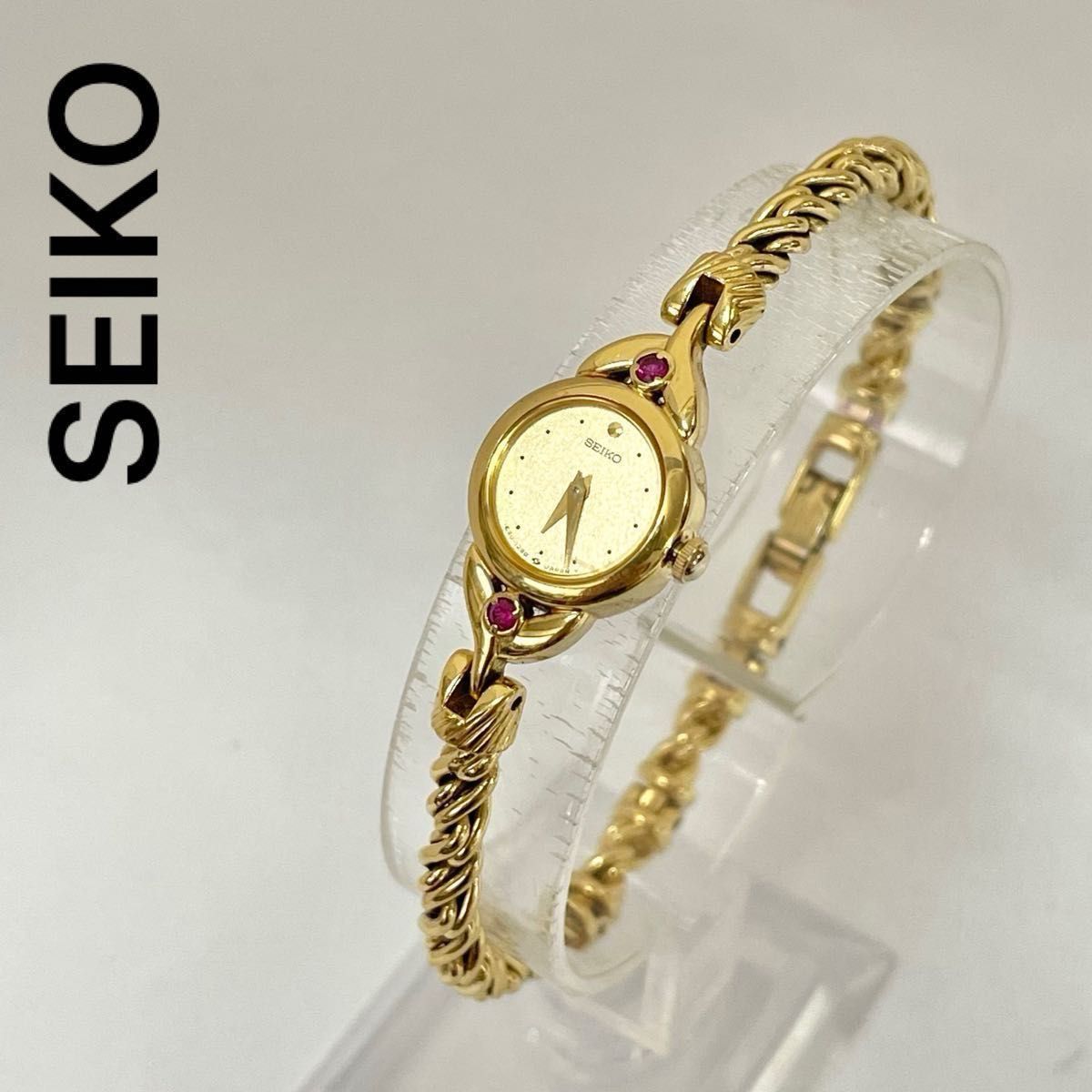 稼働 SEIKO レディース腕時計 天然ルビー ブレスウォッチ セイコー 石