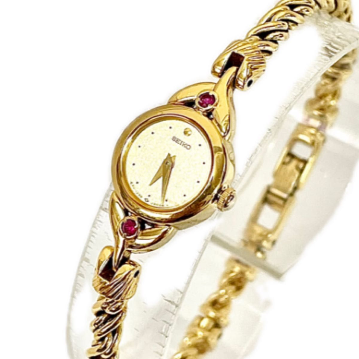 稼働 SEIKO レディース腕時計 天然ルビー ブレスウォッチ セイコー 石