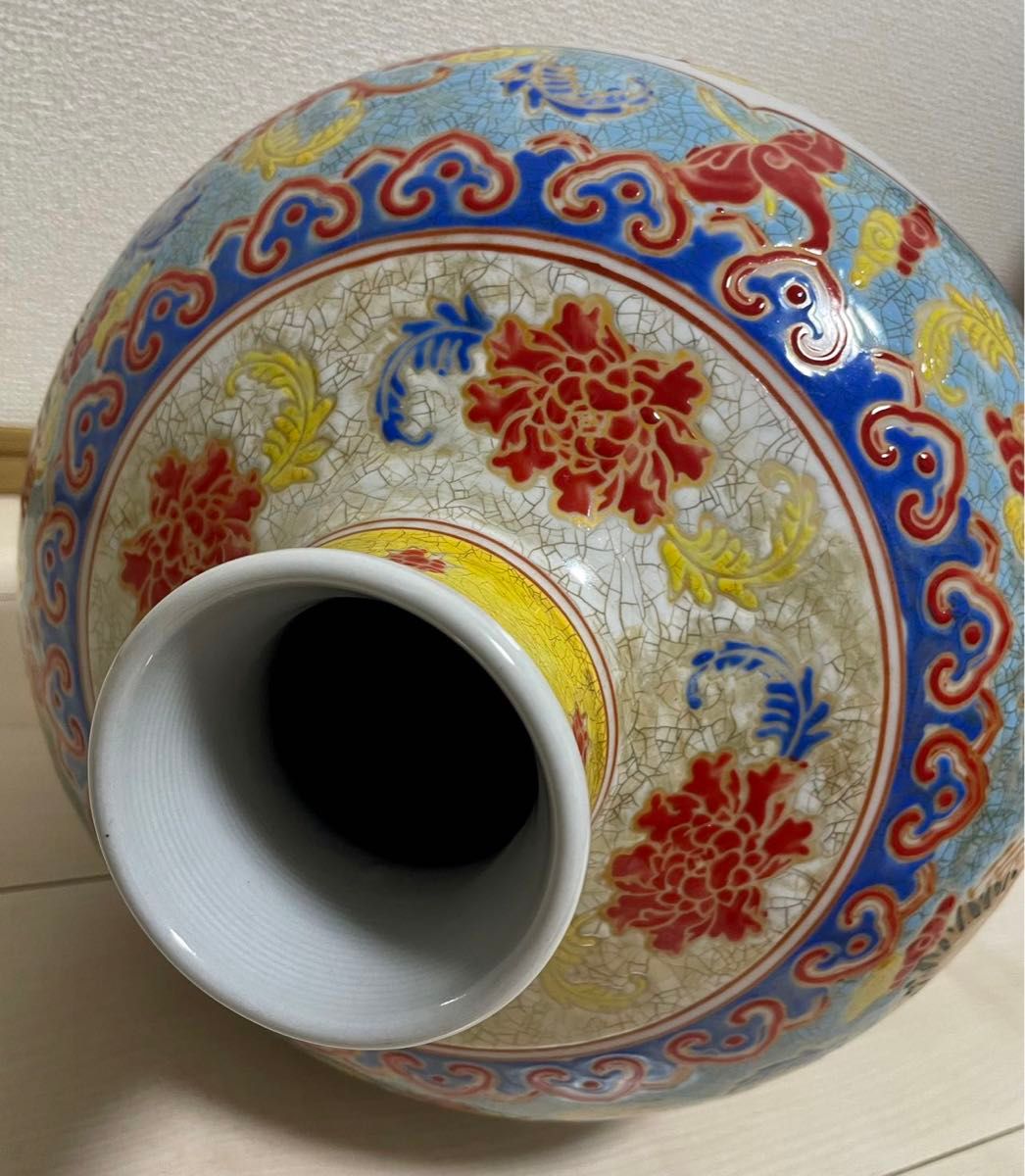 大清乾隆年製款 中国美術 唐物 清宣統粉彩雲蝠龍紋賞瓶-宇珍國際藝術