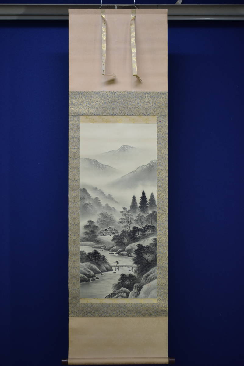 真作/光風/制夢庵/達磨図/桐共箱付/布袋屋掛軸HF-369 真作/光風/制夢庵