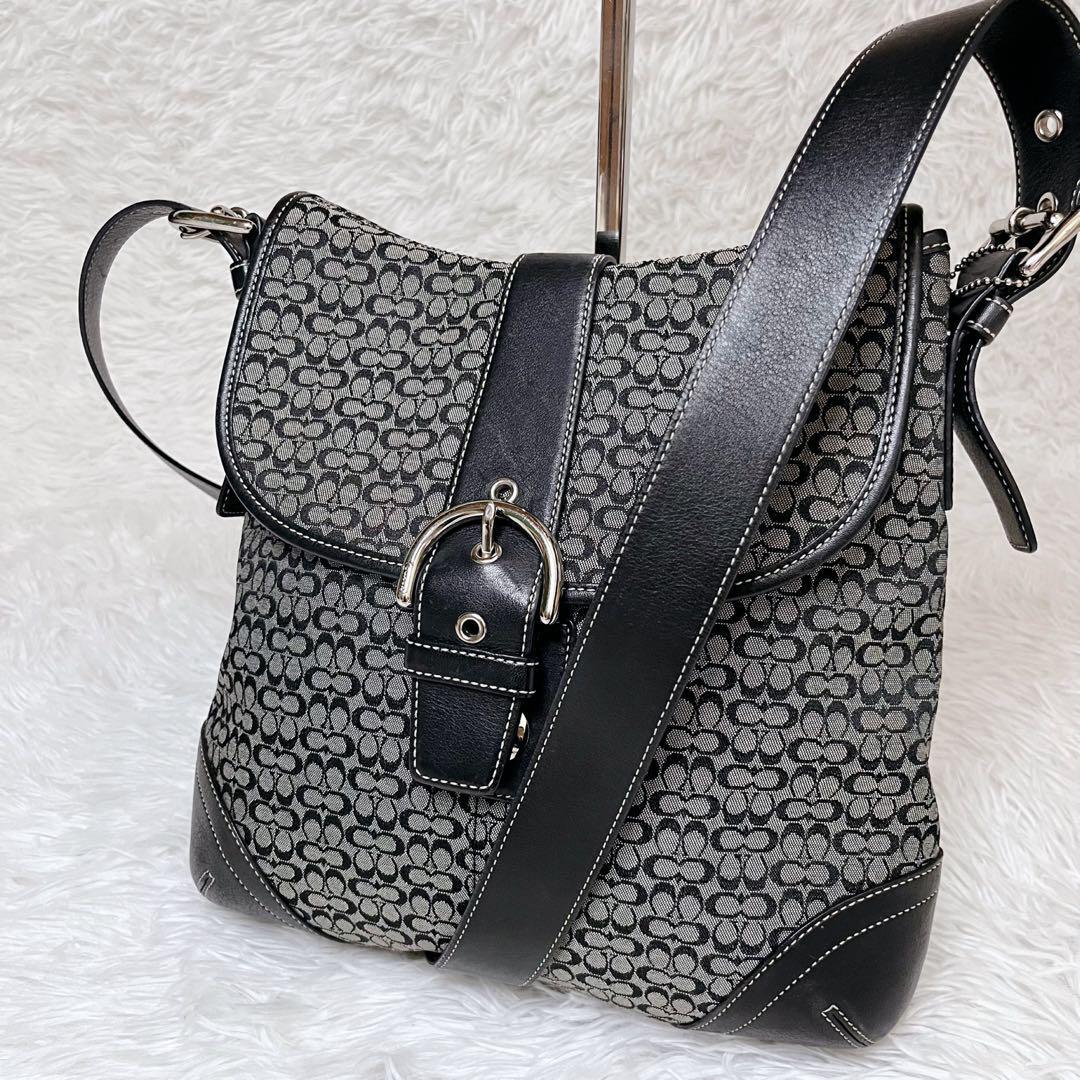 COACH コーチ ショルダーバッグ キャンバス レザー ソーホー ブラック