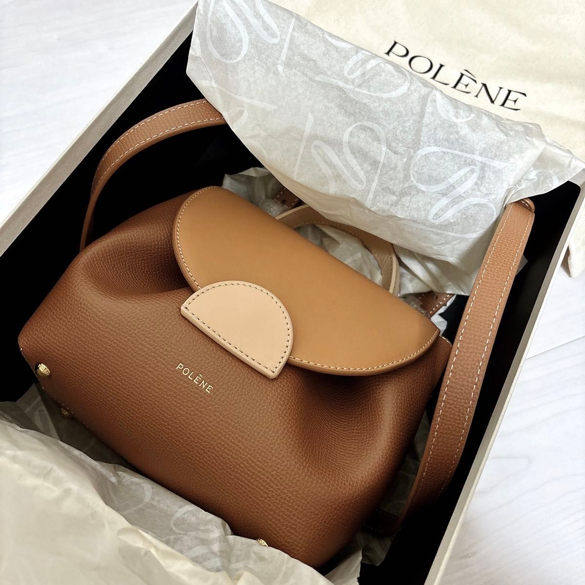 POLENEポレーヌ＞NUMERO UN NANO ショルダーバッグ / トリオキャメル