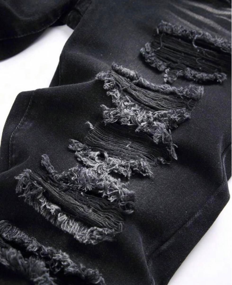 Slimfit us uk ダメージジーンズ スキニー drill drip ブラックデニム