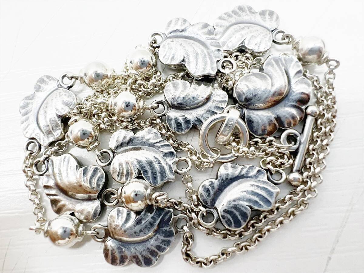 美品 Georg Jensen ジョージジェンセン グレープ リーフ ネックレス