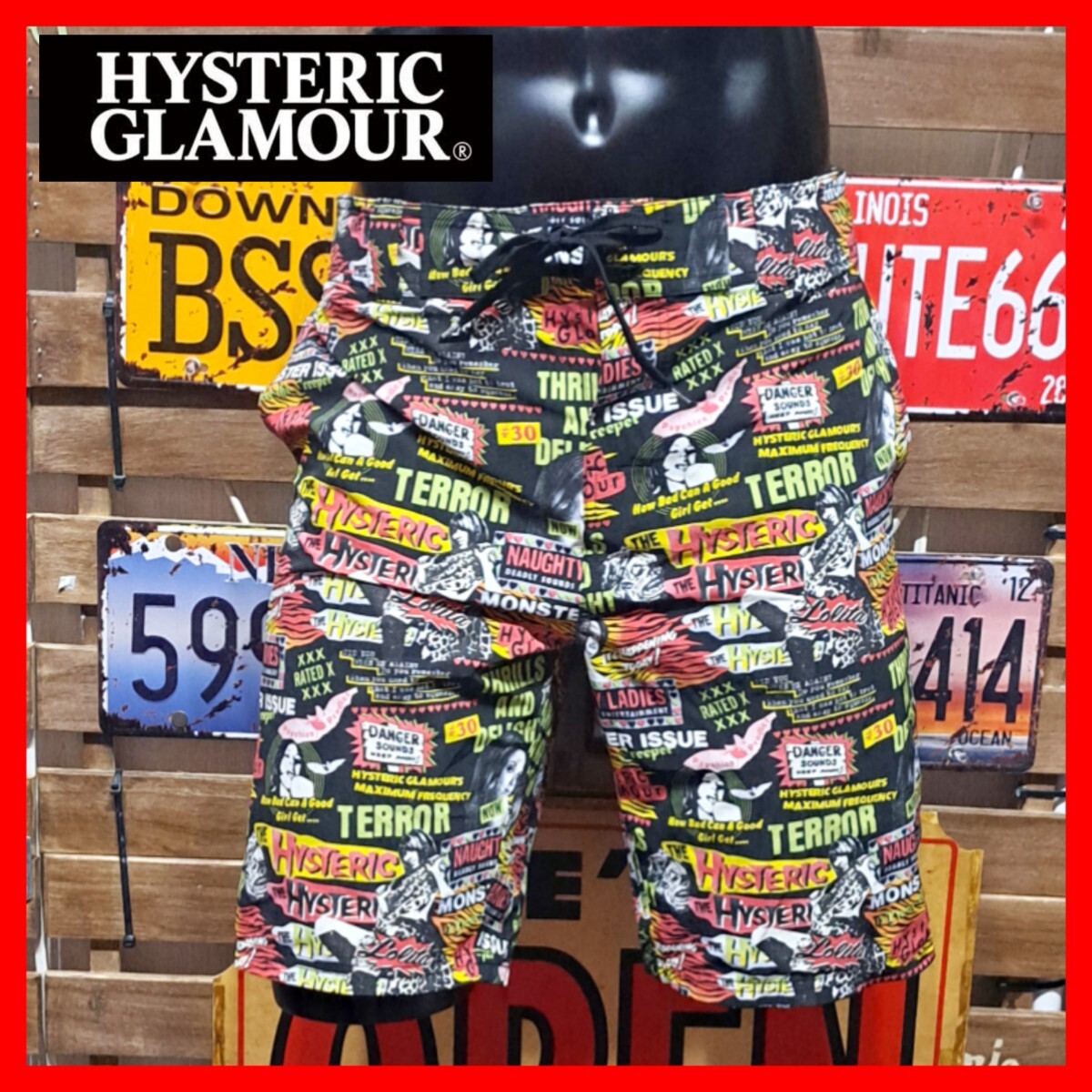 ヒステリックグラマー 水陸両用 2way スイムショーツ M 総柄パンツ