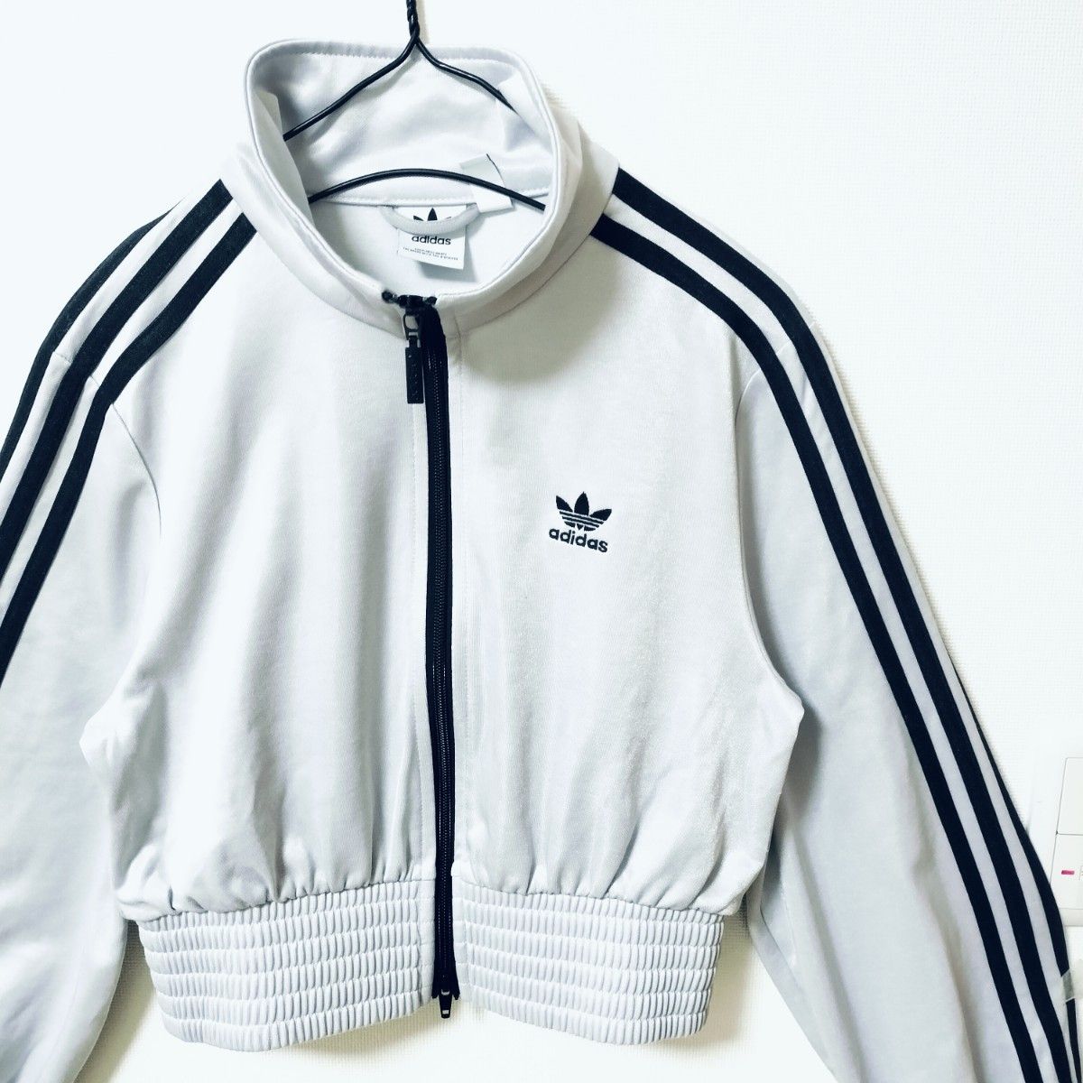 90s adidas トラック ショート ジップ ブルゾン ホワイト ブルー