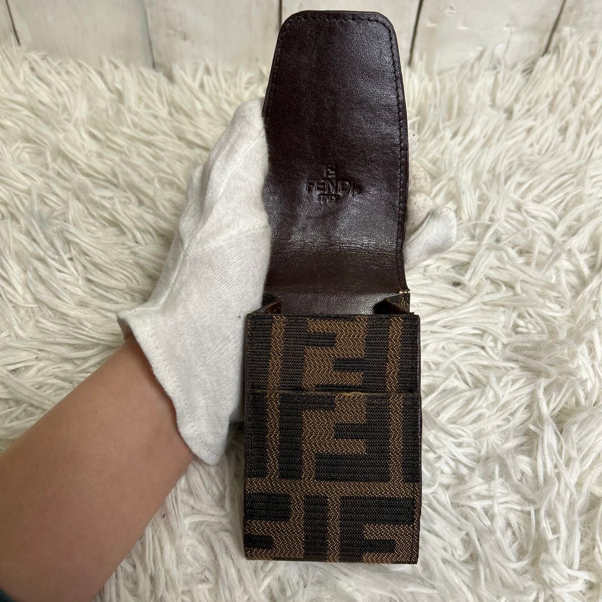 FENDI タバコケース ズッカ柄 シガレットケース キャンバスレザー