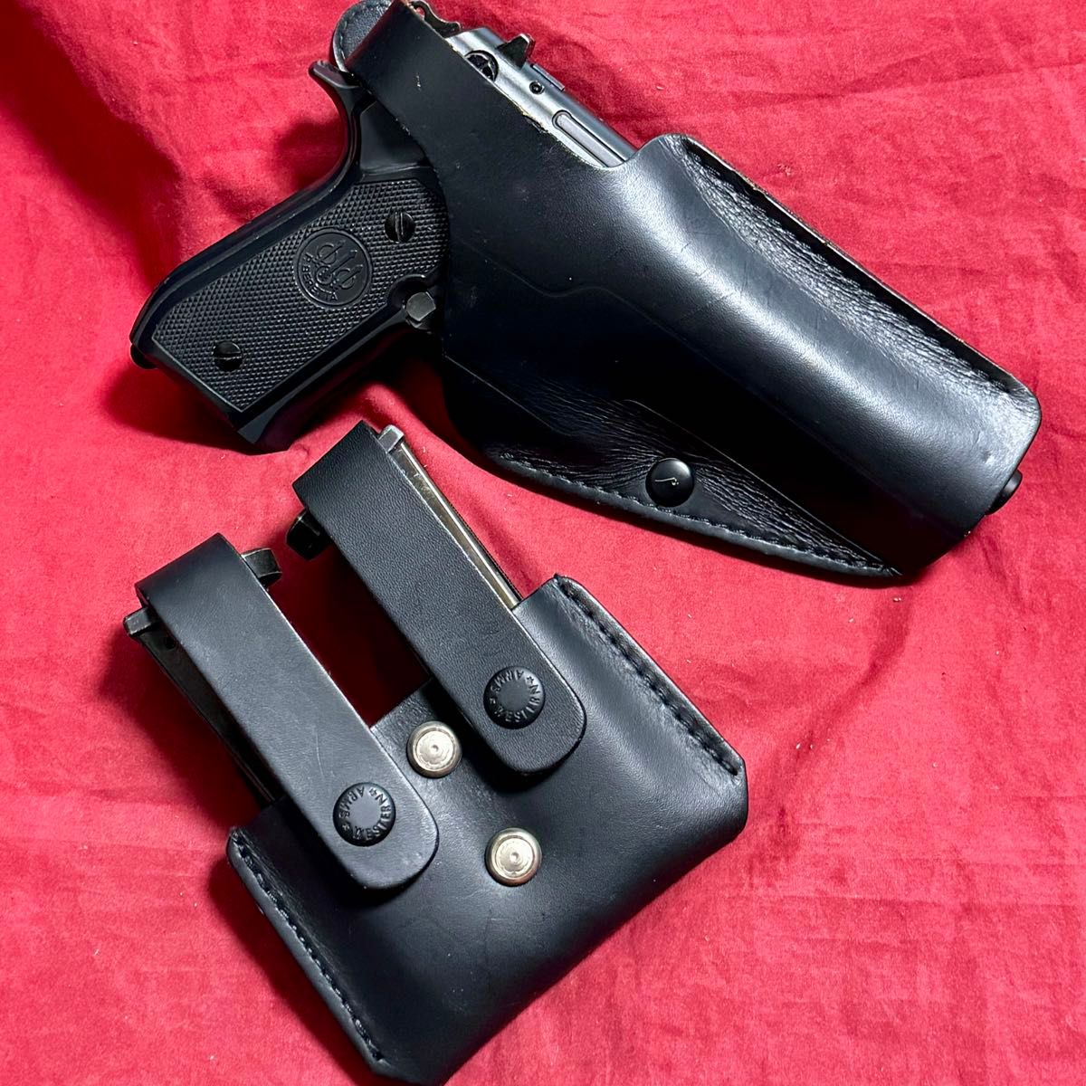 期間限定価格 整備済 WA 黒革製 ベレッタ M92F用 ヒップホルスター