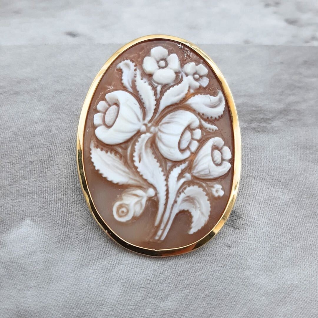 美品】カメオ ブローチ アクセサリー シェルカメオ ペンダントトップ