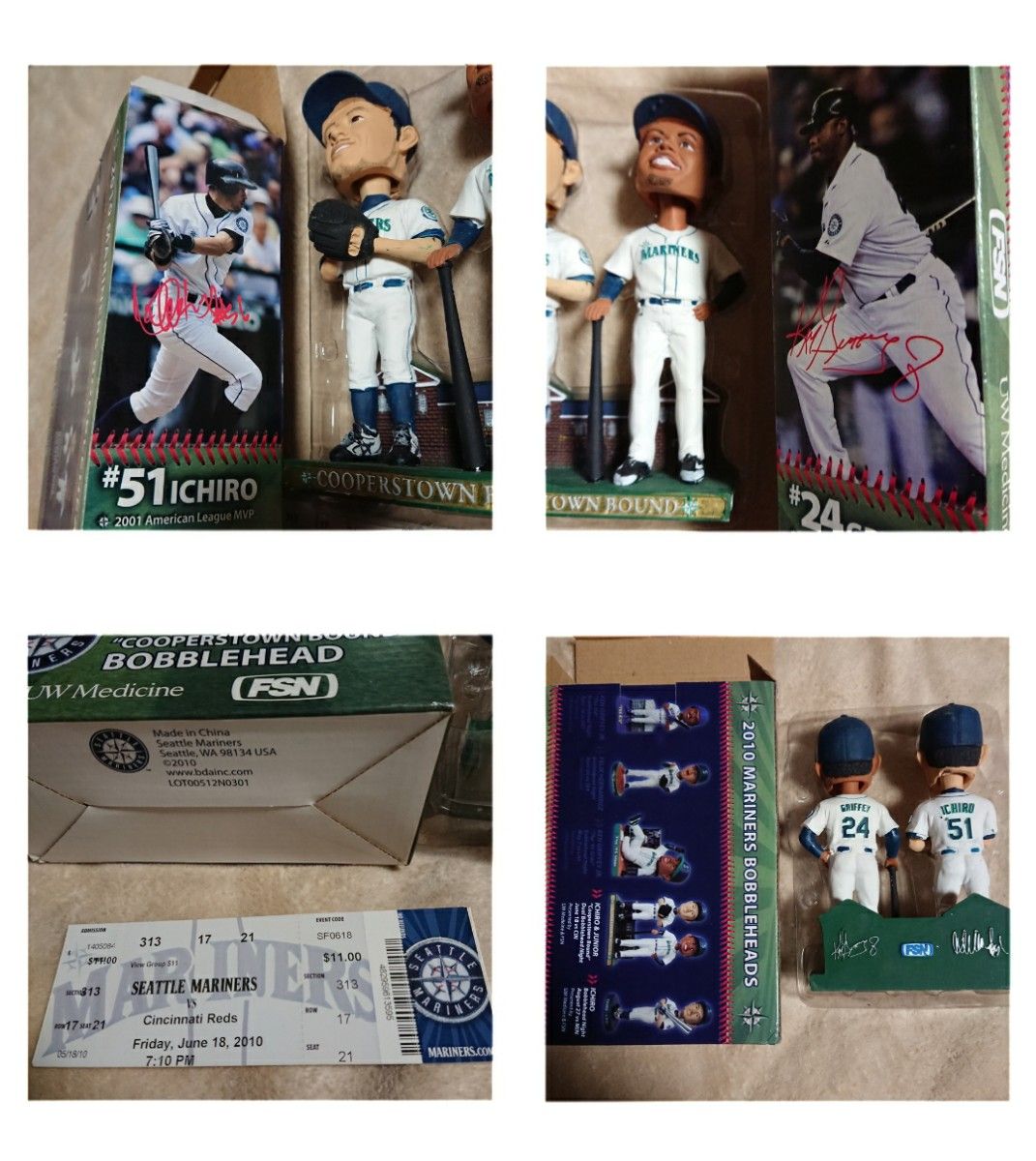 イチロー 2010年 球場配布 ボブルヘッドドール 2体〈チケット付き〉MLB