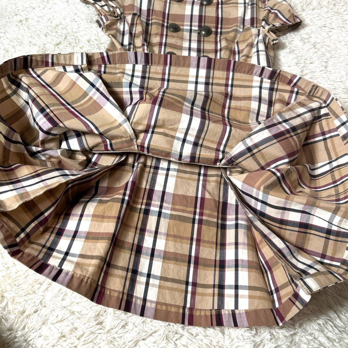 美品】バーバリーブルーレーベル 半袖ワンピース ノバチェック 38 M