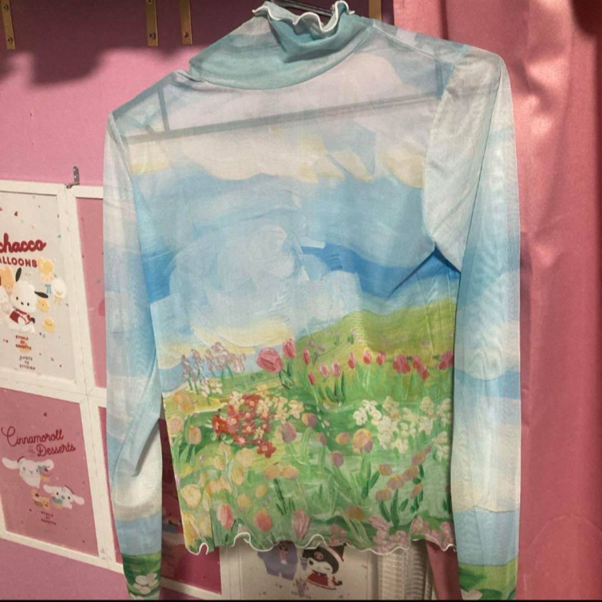 名古屋限定 POPPY あさぎーにょ フラワーヒルシースルートップス