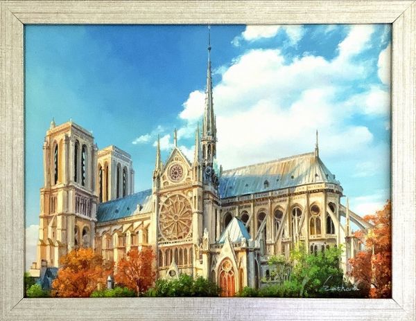 Yahoo!オークション - 油絵 風景画『ノートルダム大聖堂 フランス』Eat