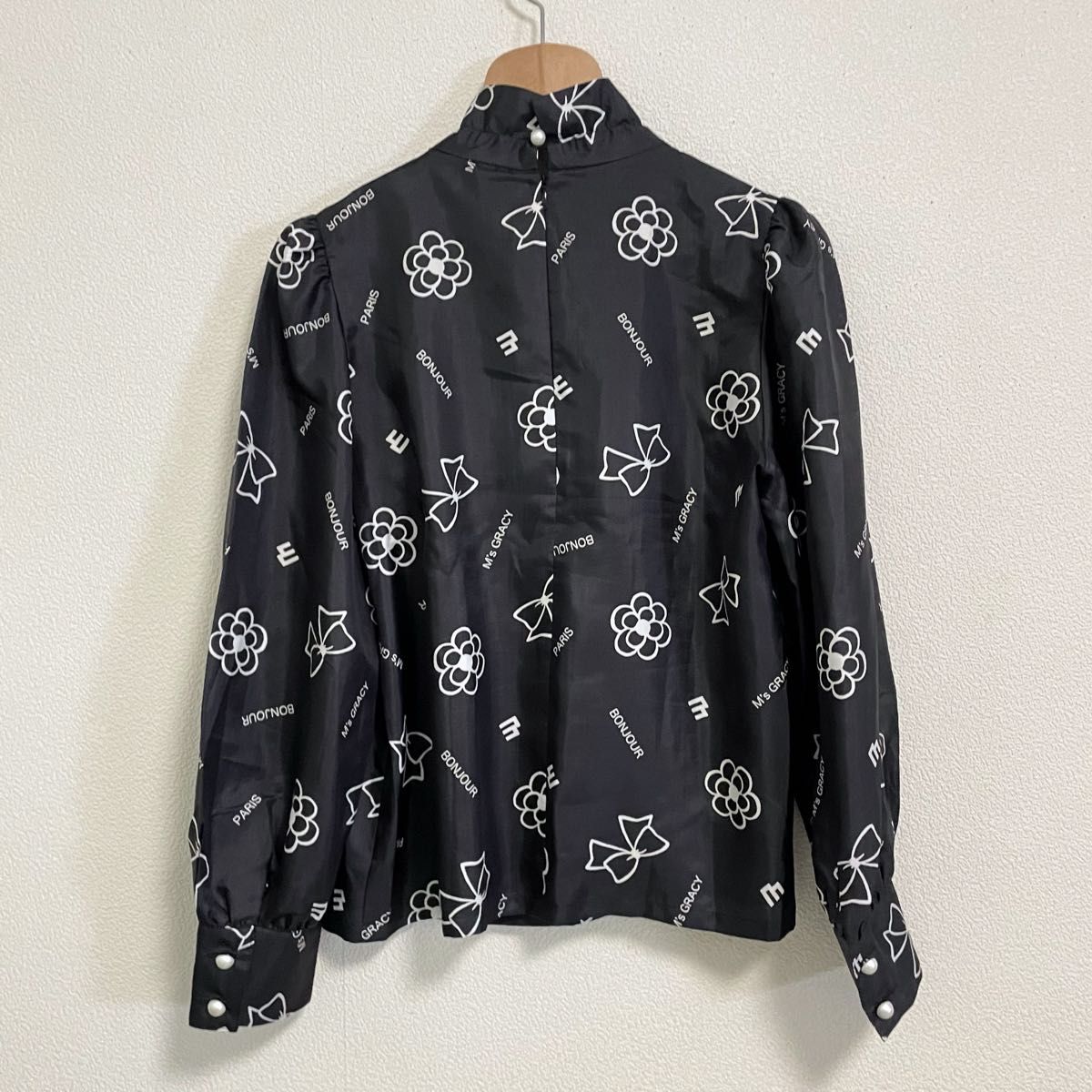 極美品 M'S GRACY エムズグレイシー カメリア リボン プリント