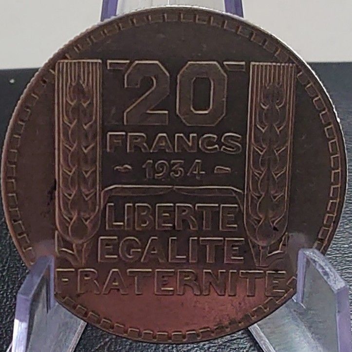 1934年 フランス銀貨 20フラン マリアンヌ銀貨 silver680 美品｜Yahoo