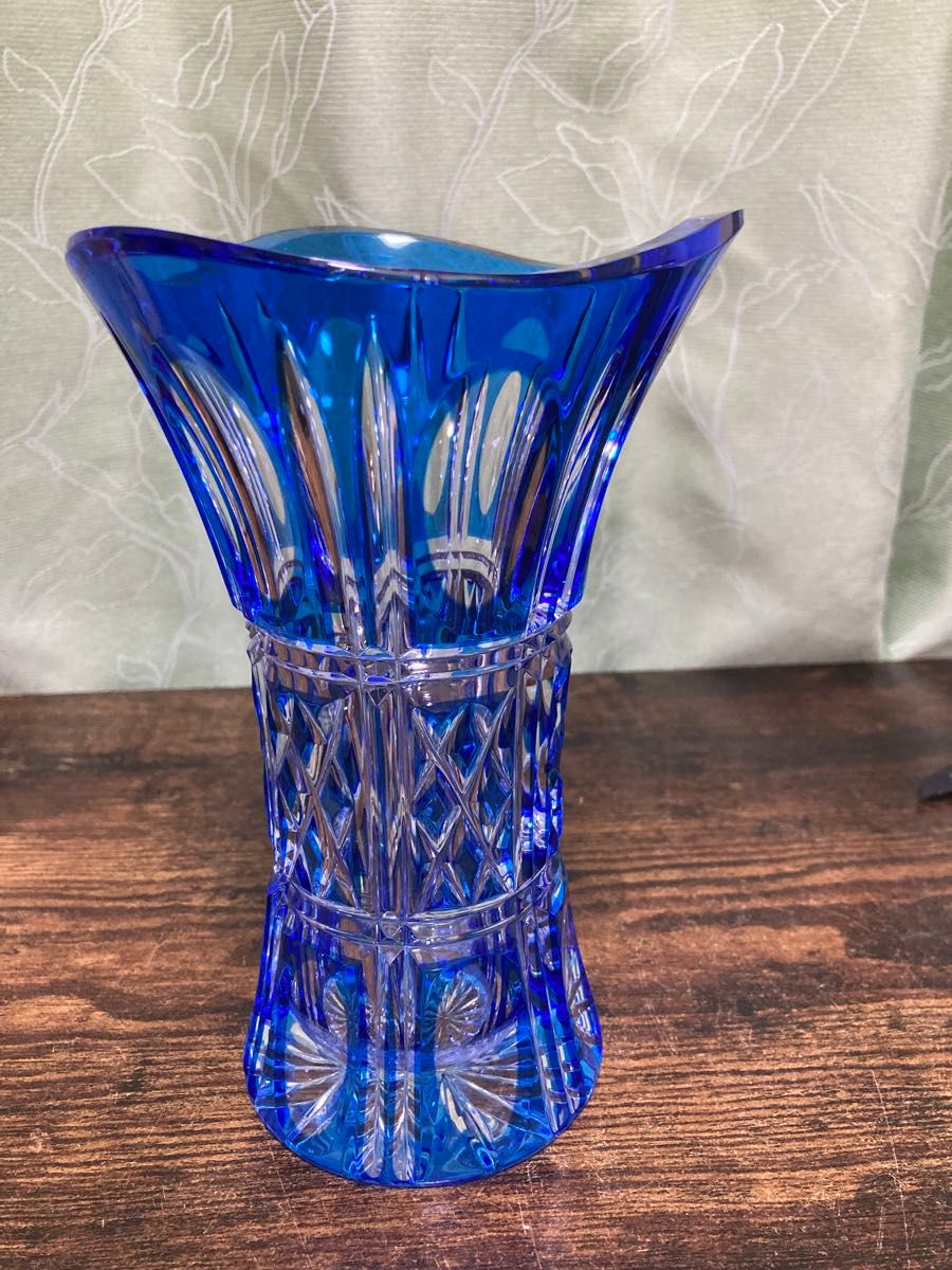 コバルトブルー ハンガリークリスタル 大型花瓶 花器 コバルトブルー