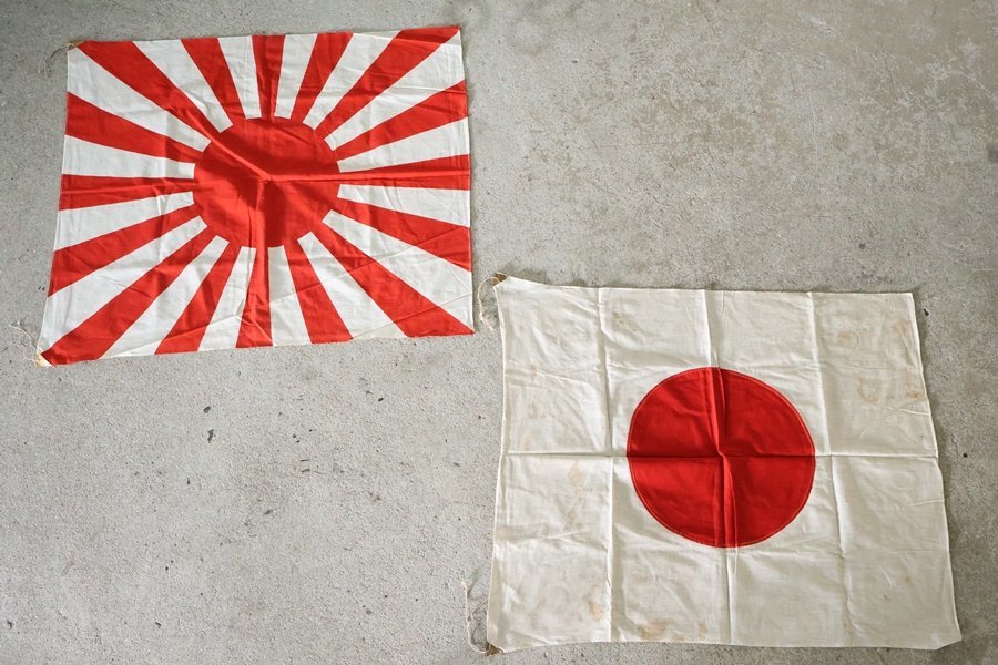 TB526当時物 古い日の丸 旭日旗 2点◇日章旗/戦前/戦後/戦中/戦時中