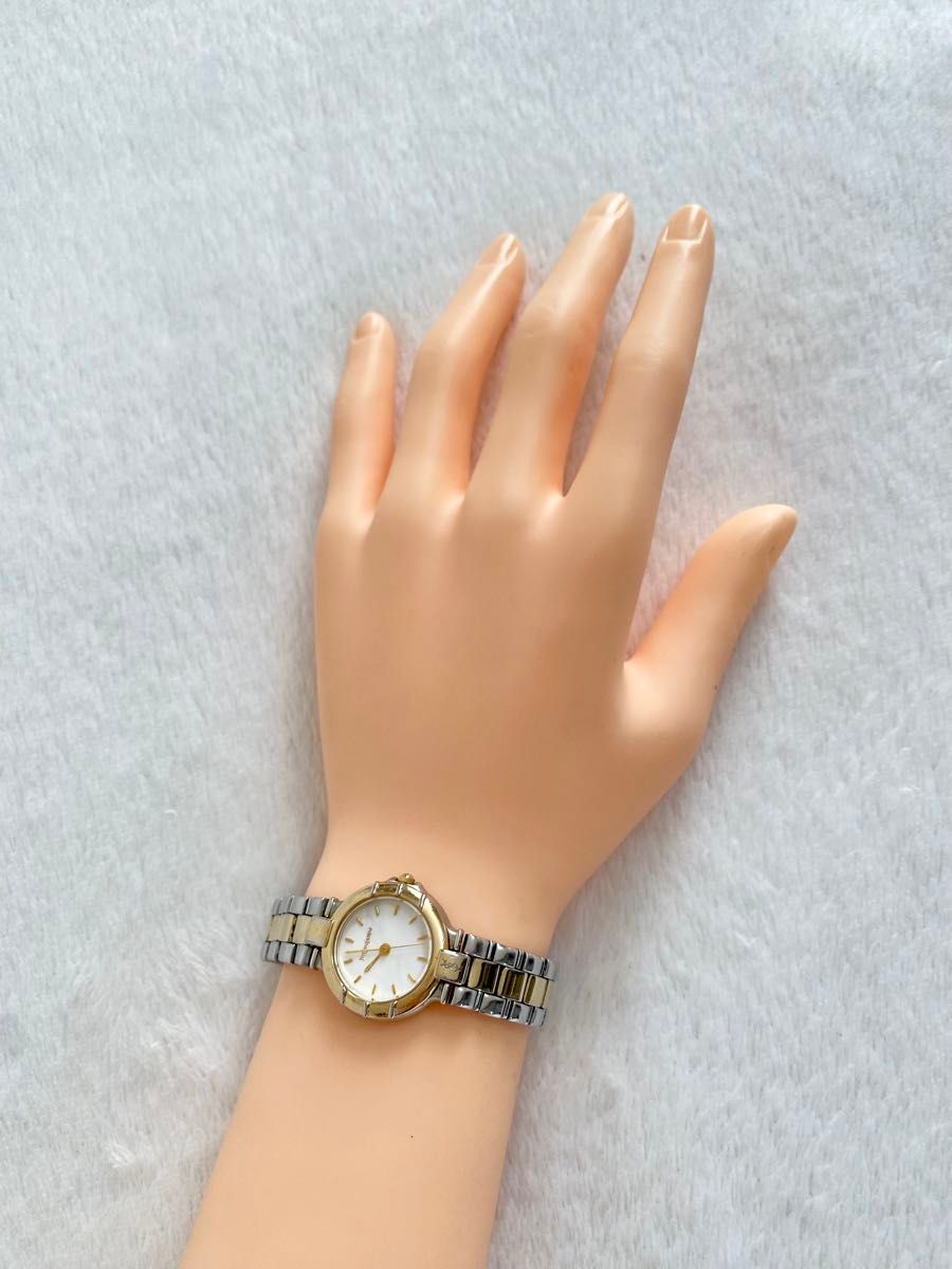 YSL イブサンローラン QZ E63476 ラウンド白文字盤 レディース腕時計