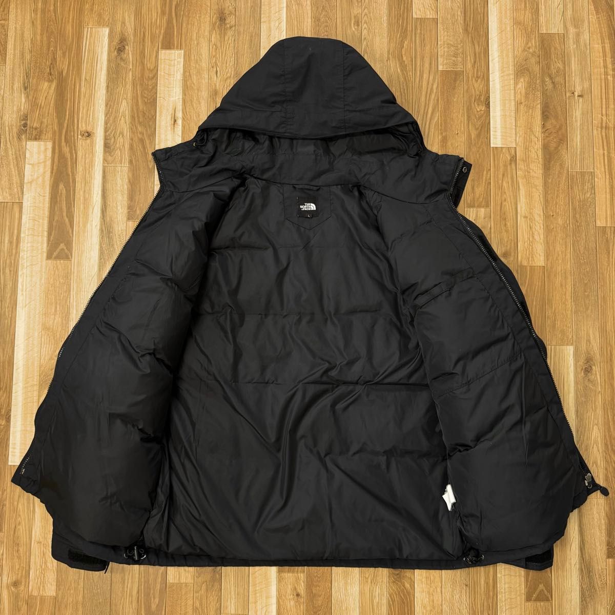 ノースフェイス 袖刺繍ロゴ ダウンジャケット ブラック メンズ L PP①