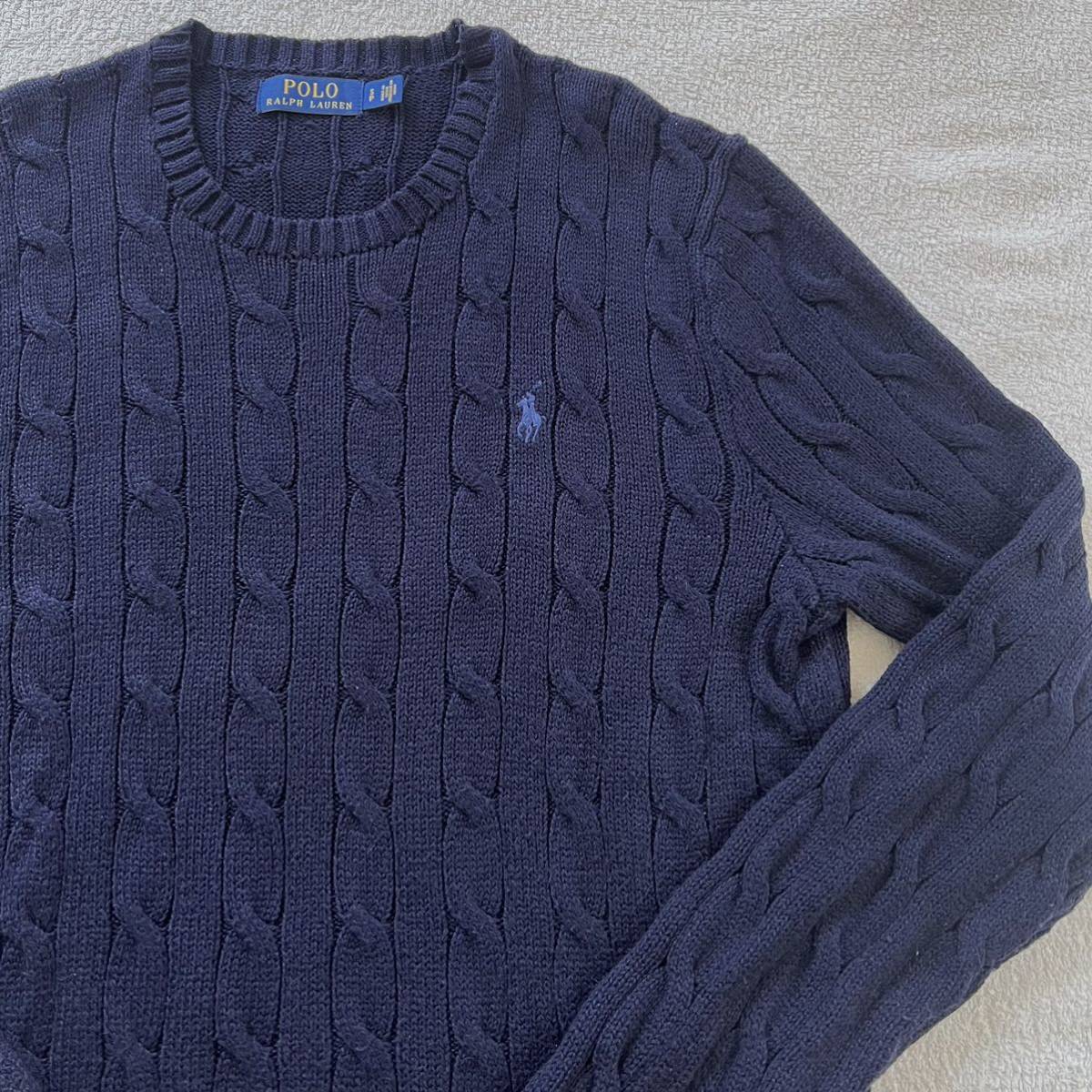 Ralph Lauren ラルフローレン ケーブル ニット セーター S ネイビー 紺