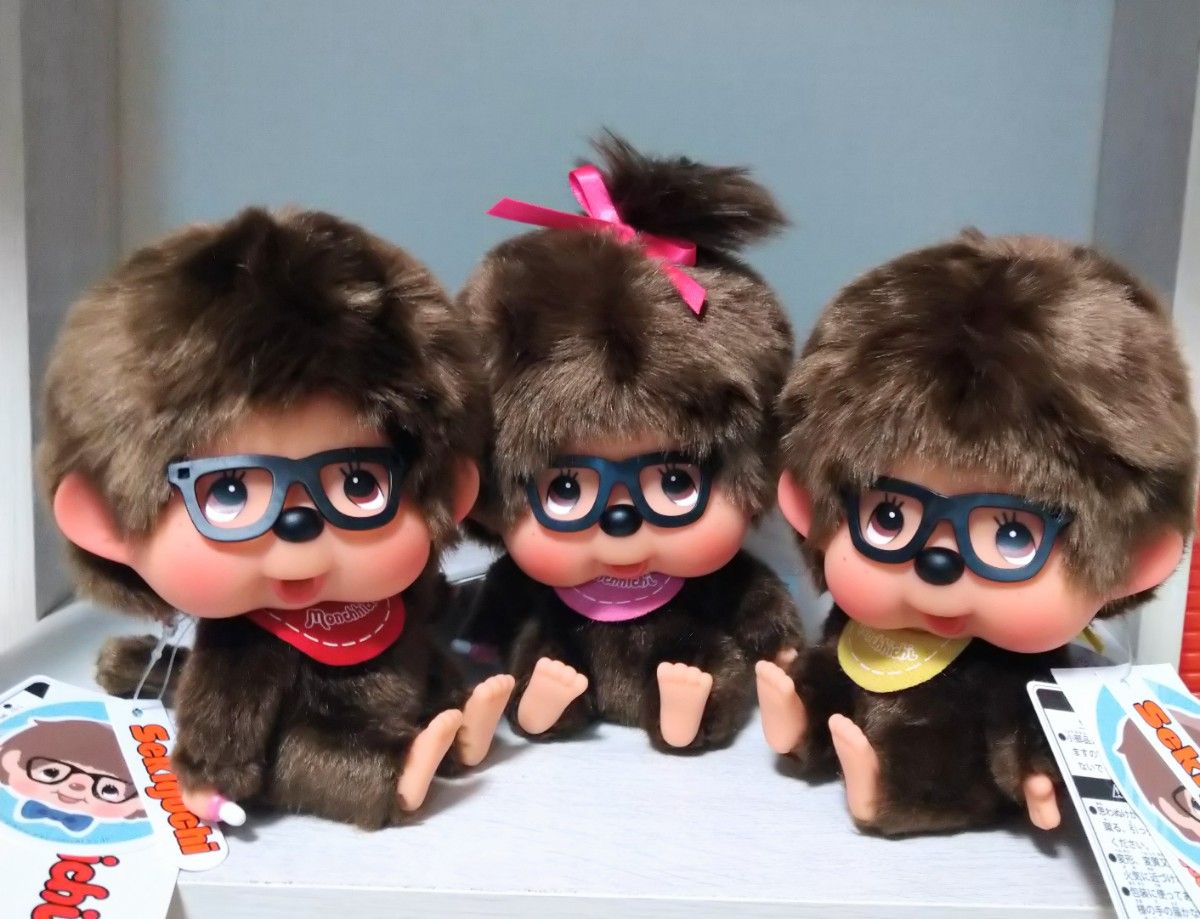 新品 顔デカ モンチッチ 座り メガネ 香港限定 3体セット 726288s