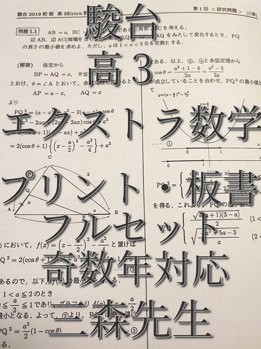 駿台 三森司先生 通期・春期・夏期 高3エクストラ数学 プリント・板書