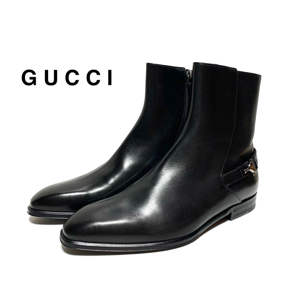 未使用 グッチ GUCCI ホースビット ストラップ レザー サイドジップ