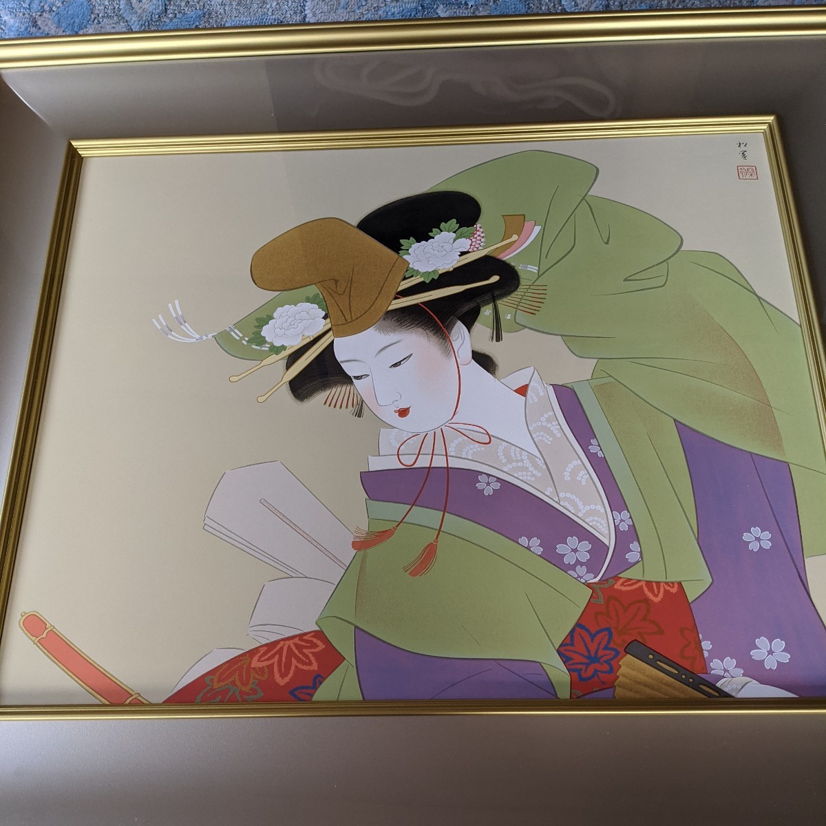 東山魁夷【夕静寂】朱印 額装付 希少 東山魁夷【夕静寂】朱印 額装付 希少