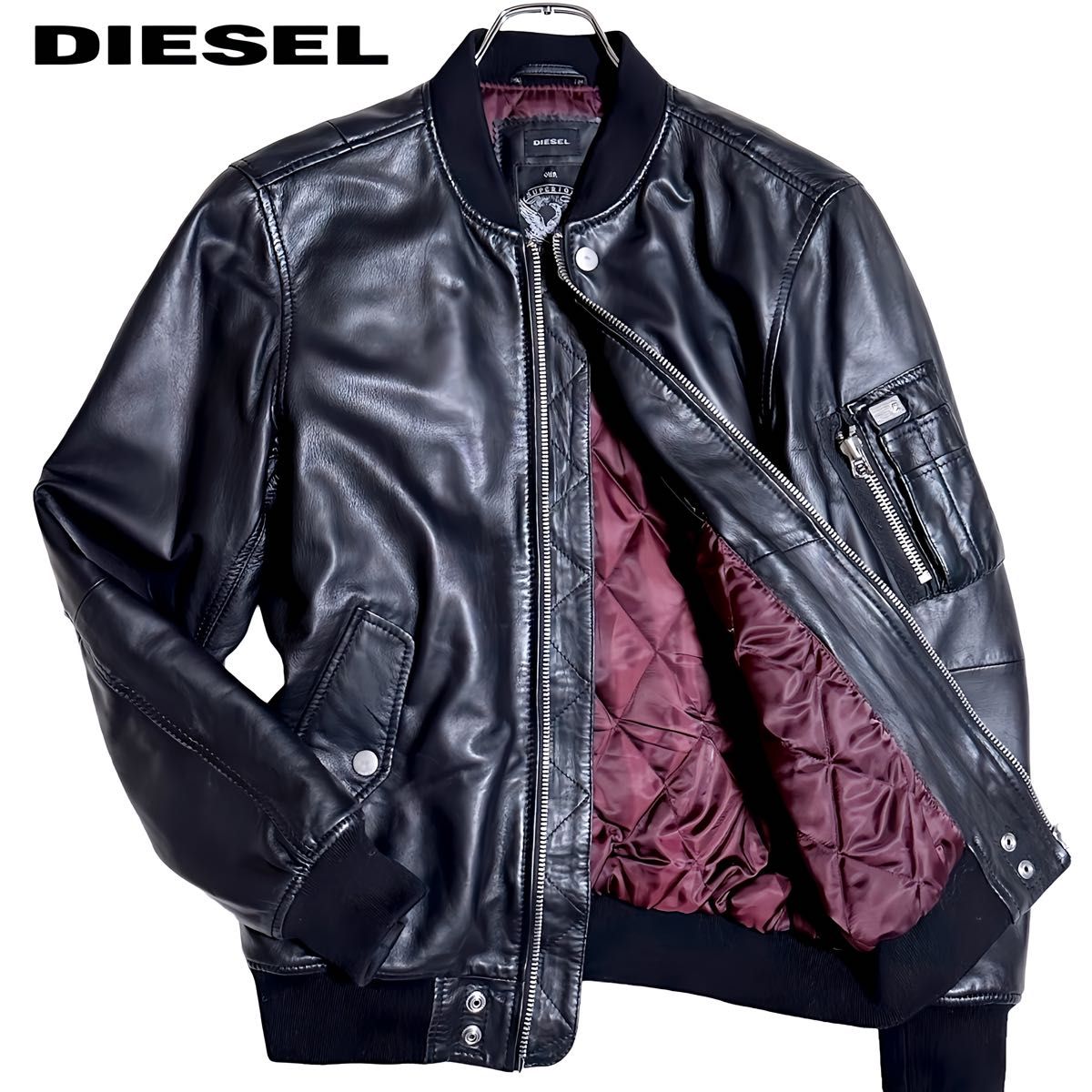 DIESEL ディーゼル MA-1 レザージャケット ブルゾン フライト