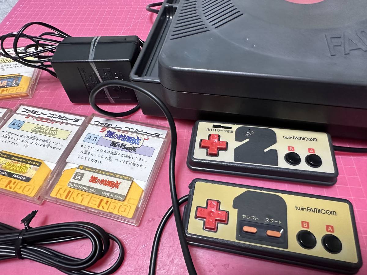 FC AN-500B ツインファミコン改 黒 前期 ディスクシステム 本体 カード